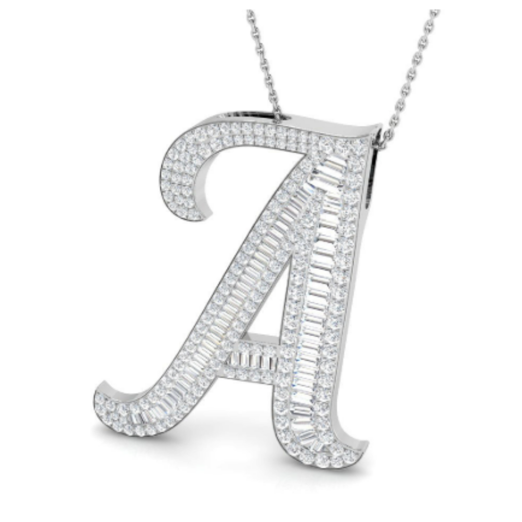 Large Baguette Pendant - WG