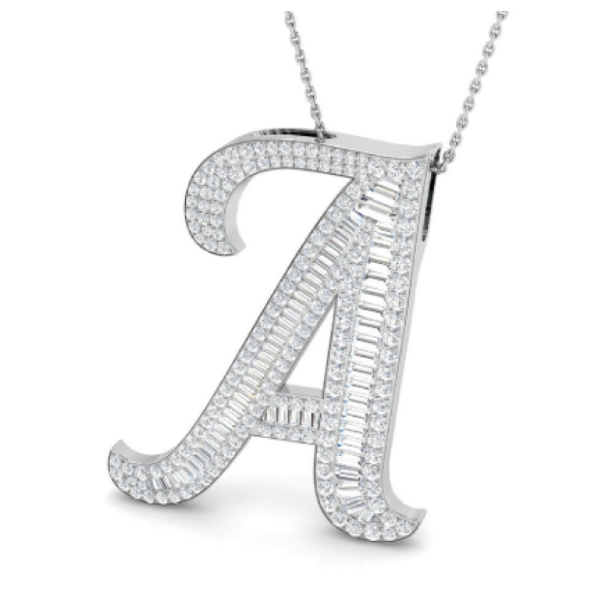 Large Baguette Pendant - WG