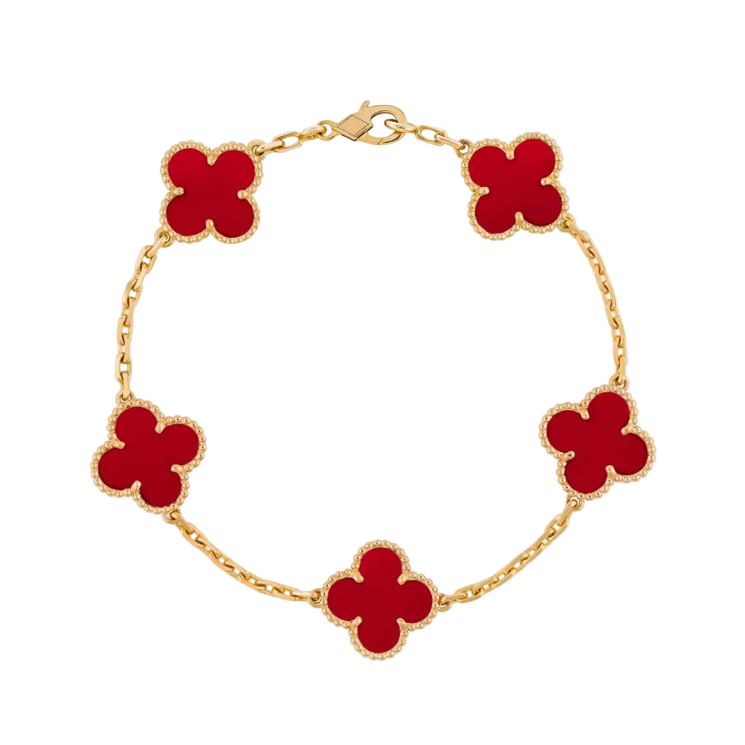 Vintage Clover Bracelet - CARNELIAN
