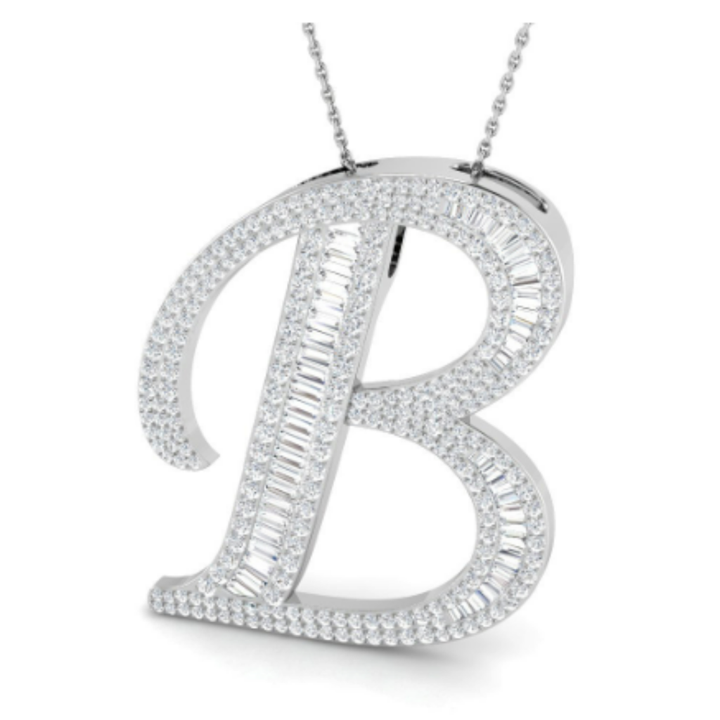 Large Baguette Pendant - WG
