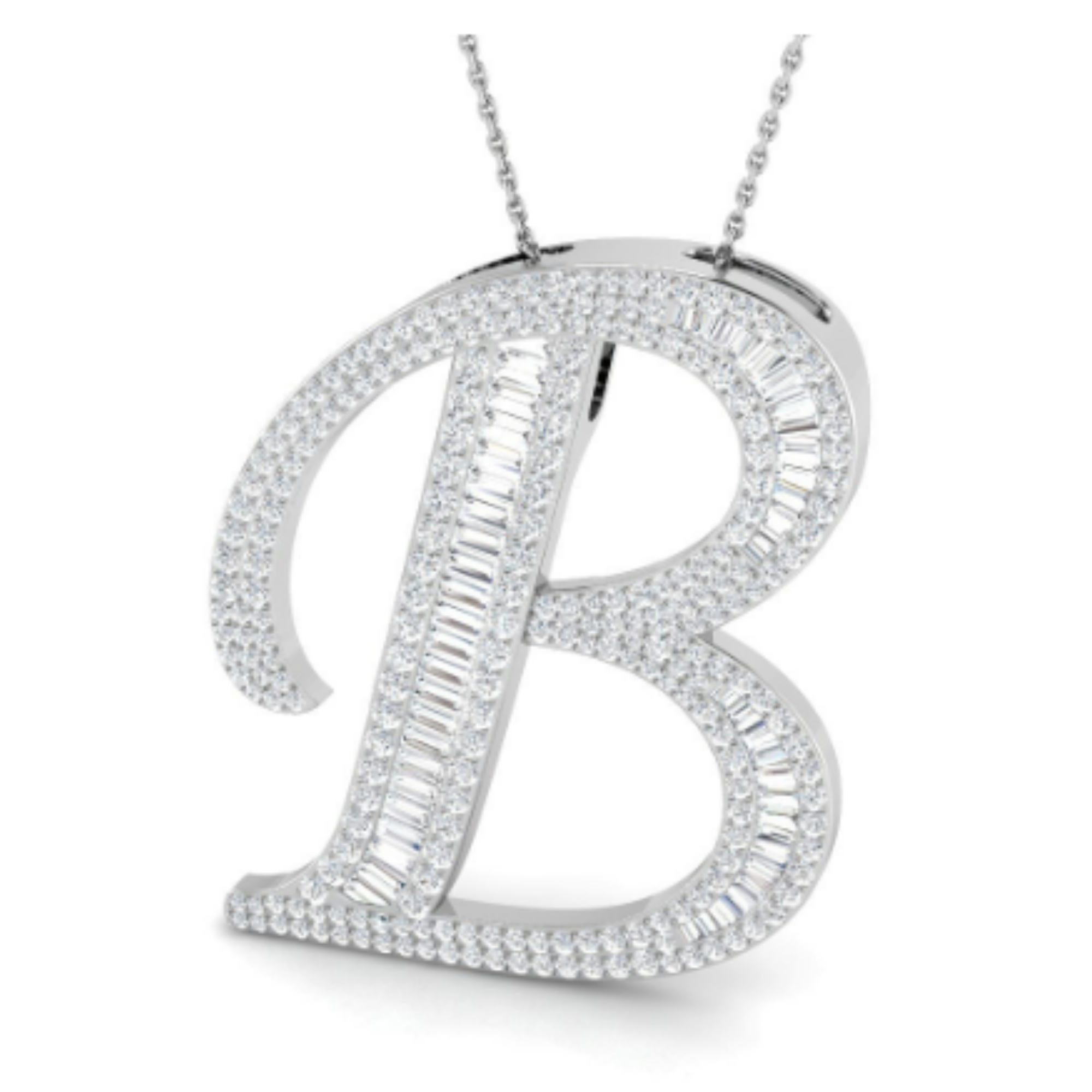 Large Baguette Pendant - WG