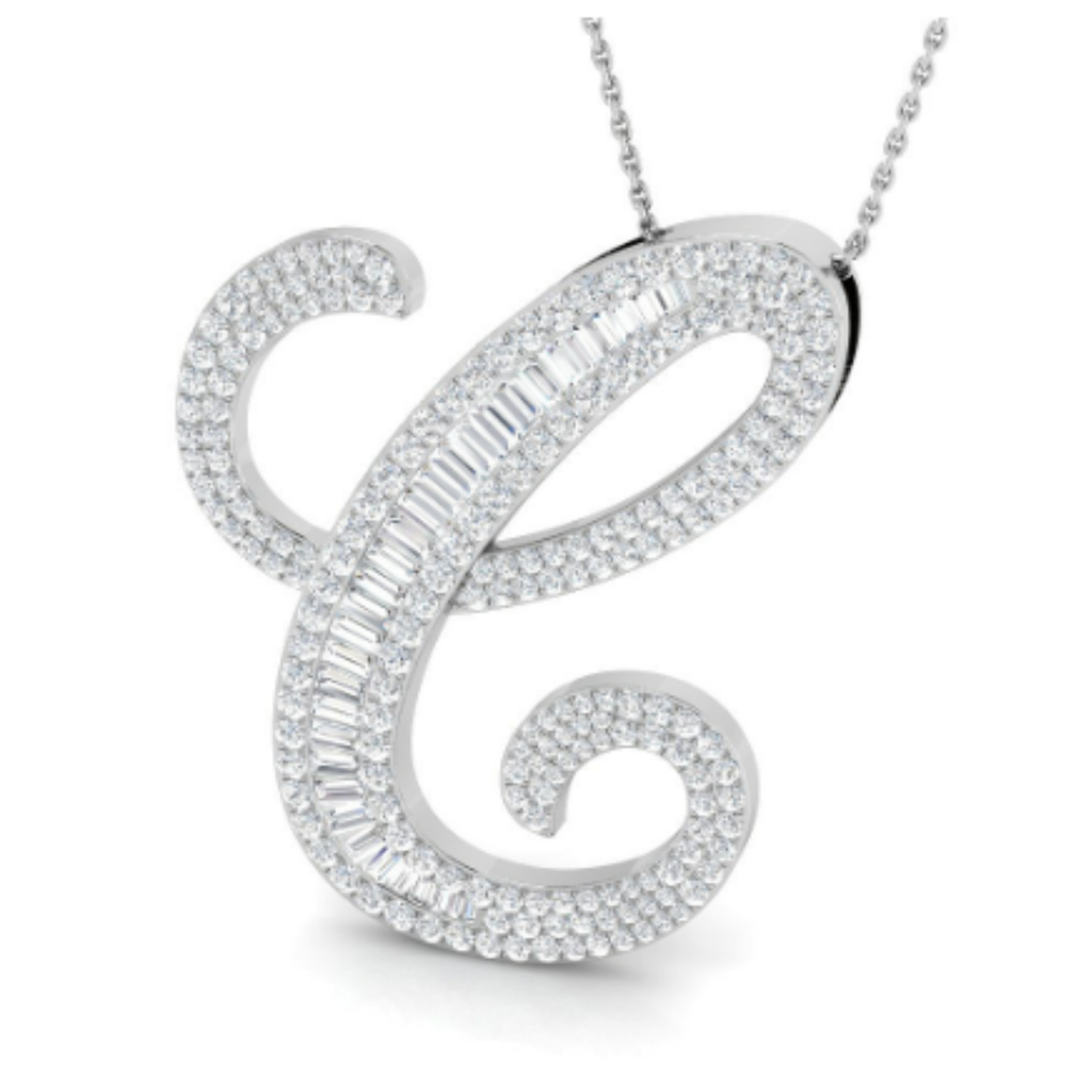 Large Baguette Pendant - WG