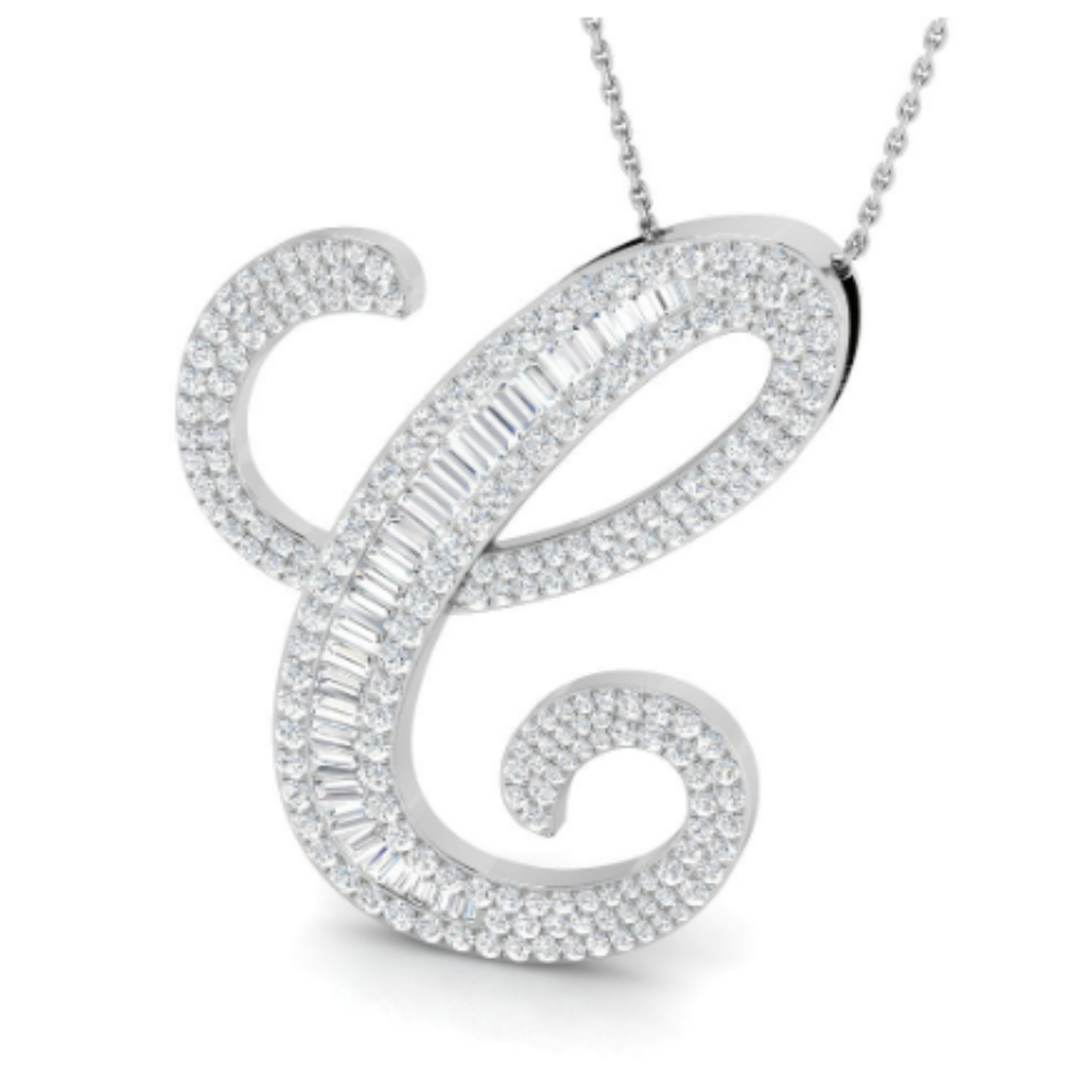 Large Baguette Pendant - WG
