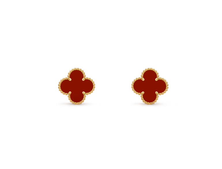 Vintage Clover Earrings - Carnelian