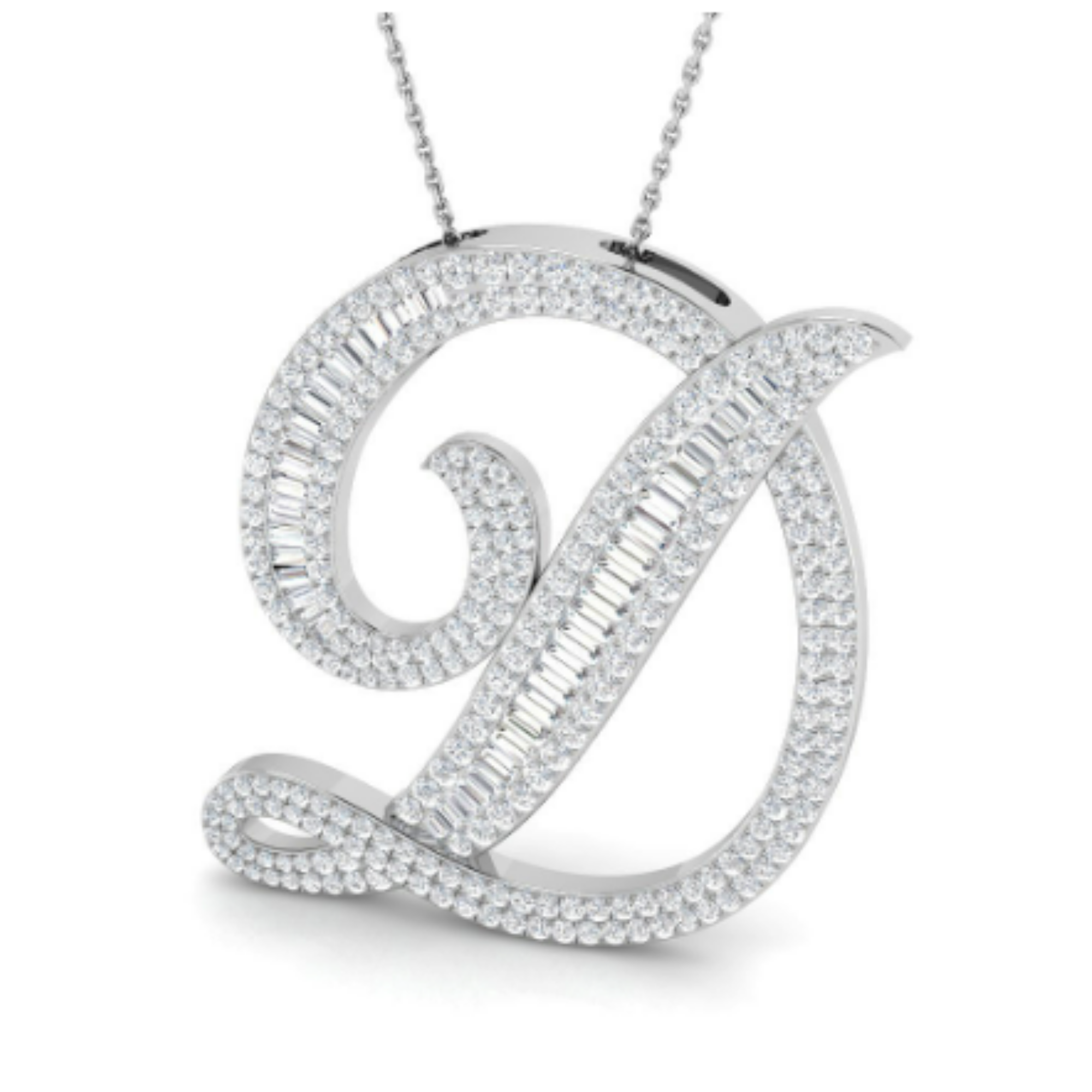 Large Baguette Pendant - WG