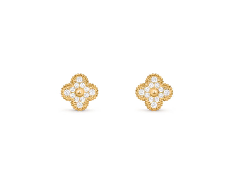Vintage Clover Earrings - Diamond