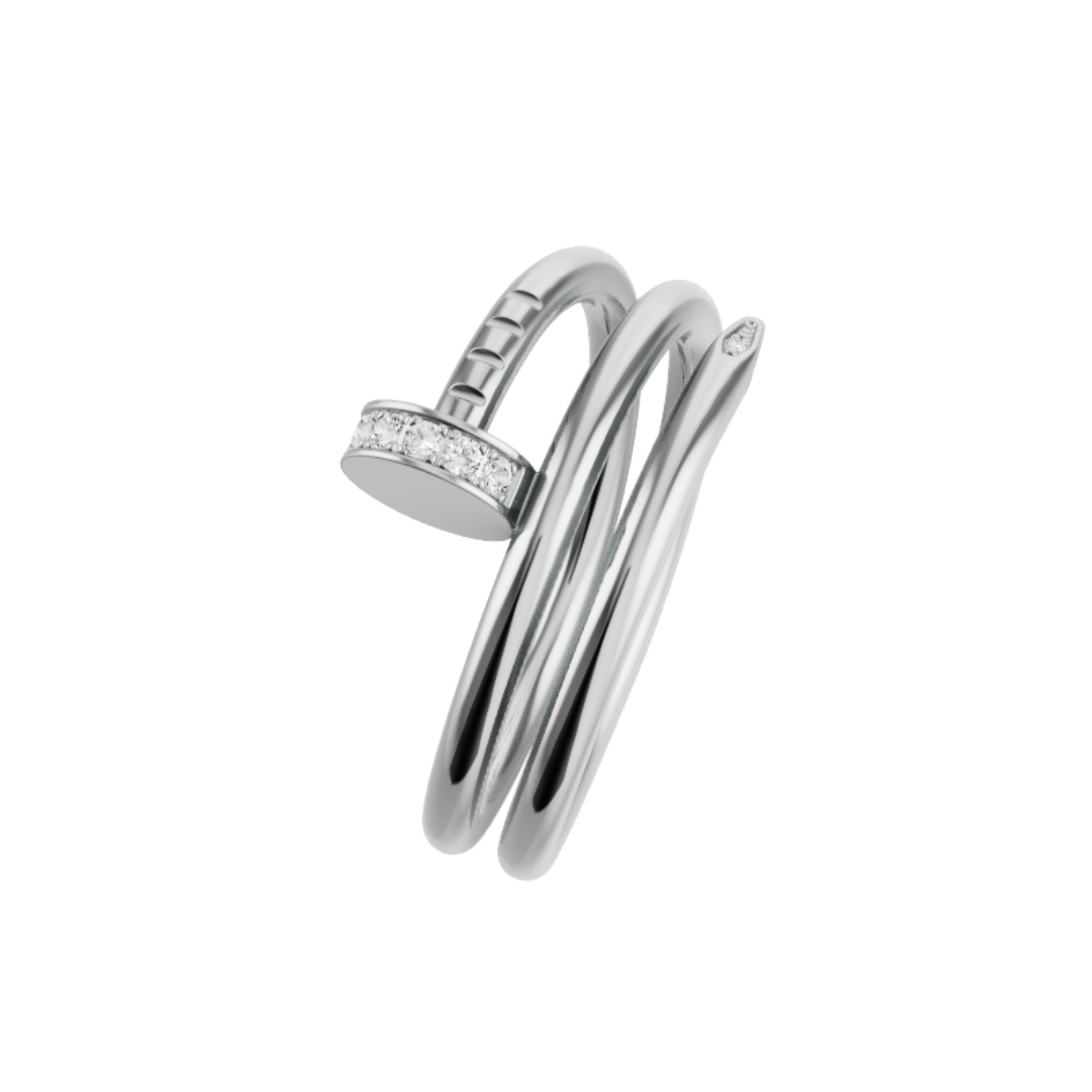 Diamond Tip Double Nail Ring - WG