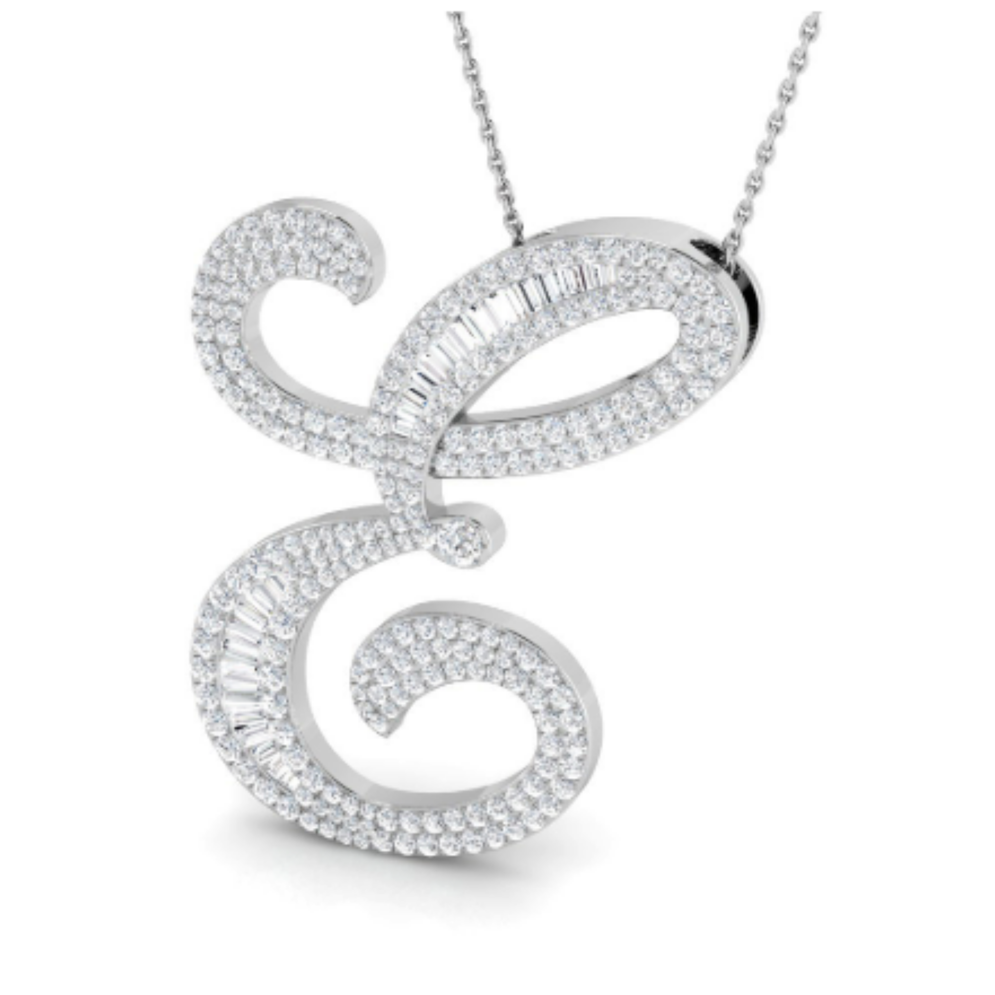 Large Baguette Pendant - WG