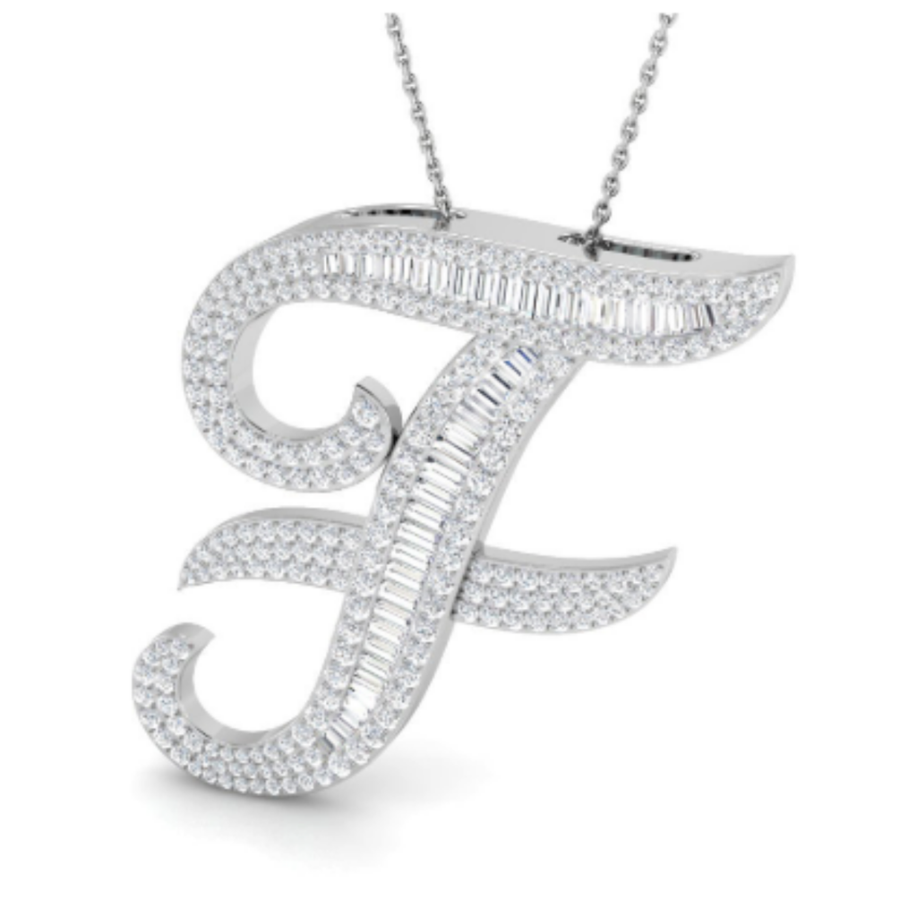 Large Baguette Pendant - WG