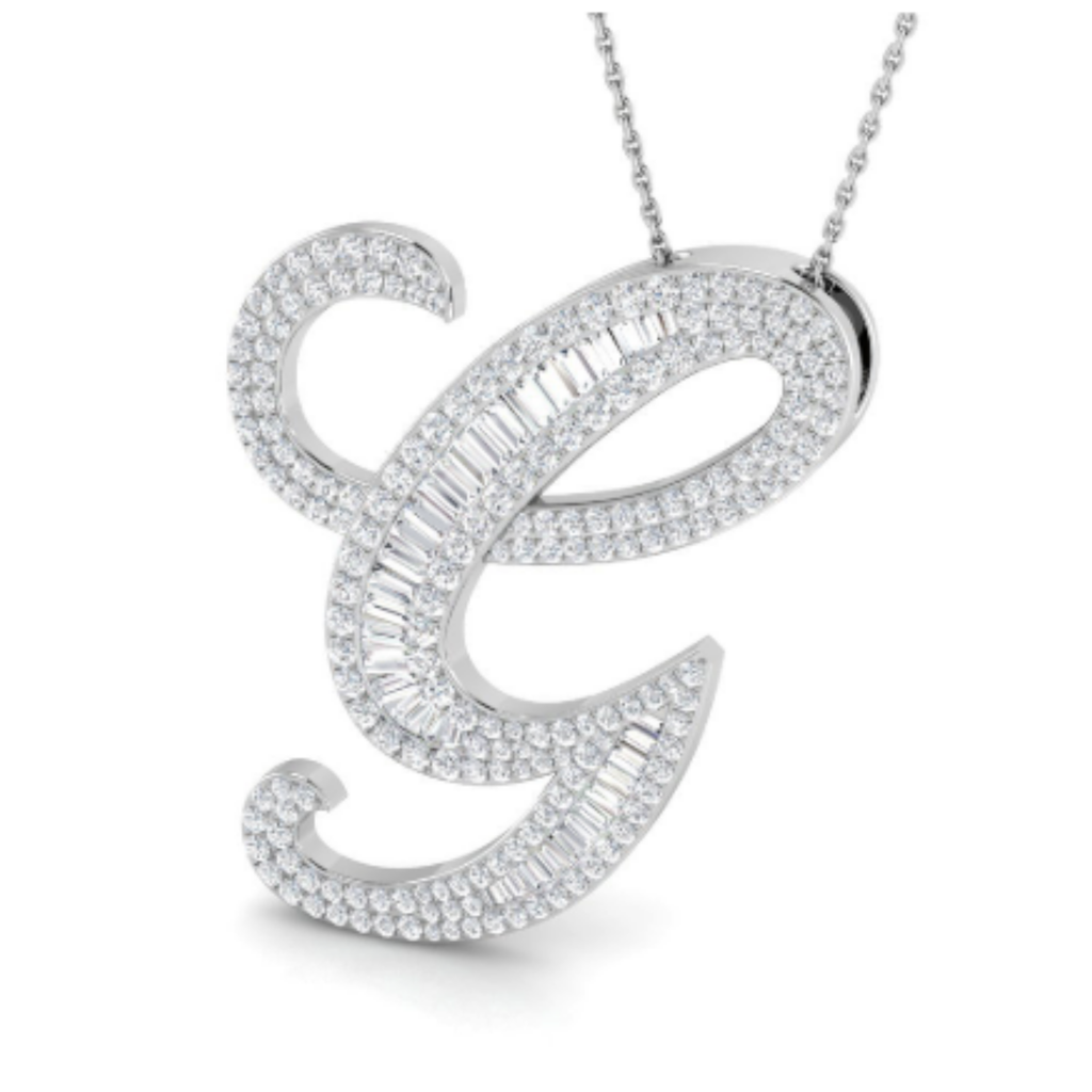 Large Baguette Pendant - WG