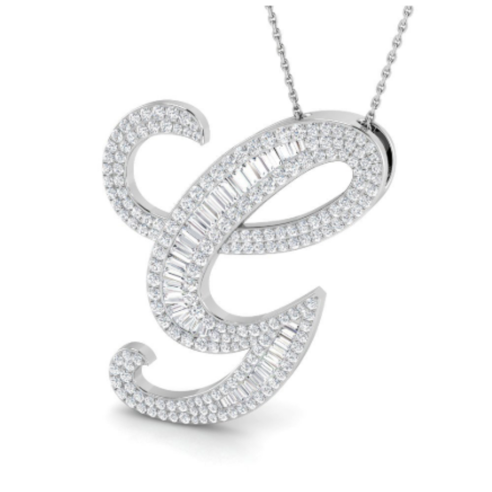 Large Baguette Pendant - WG