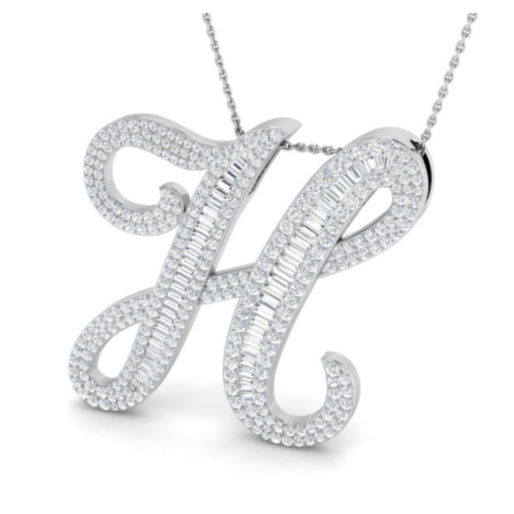 Large Baguette Pendant - WG