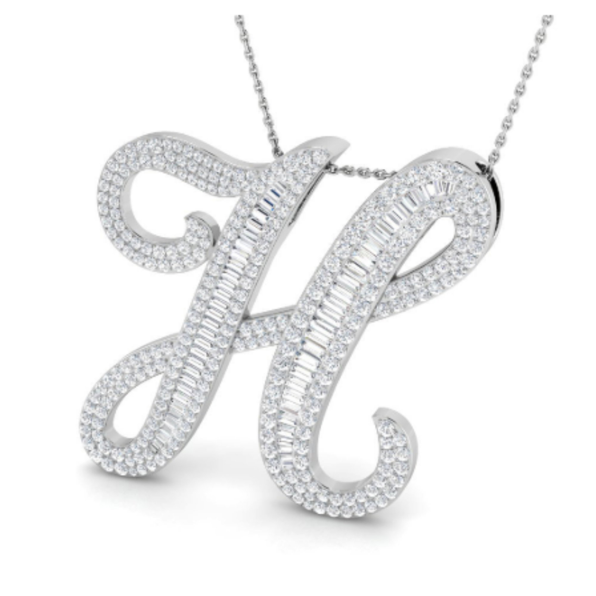 Large Baguette Pendant - WG