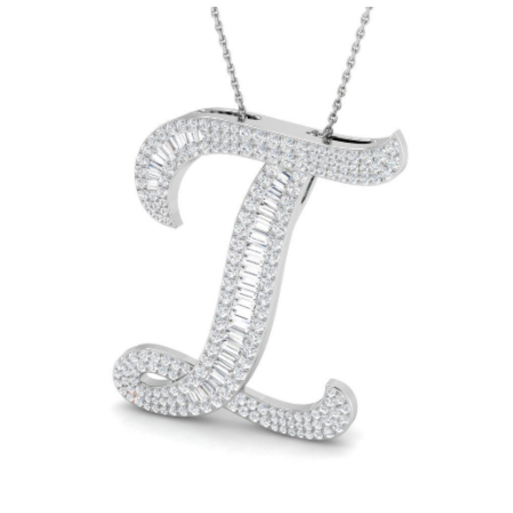 Large Baguette Pendant - WG