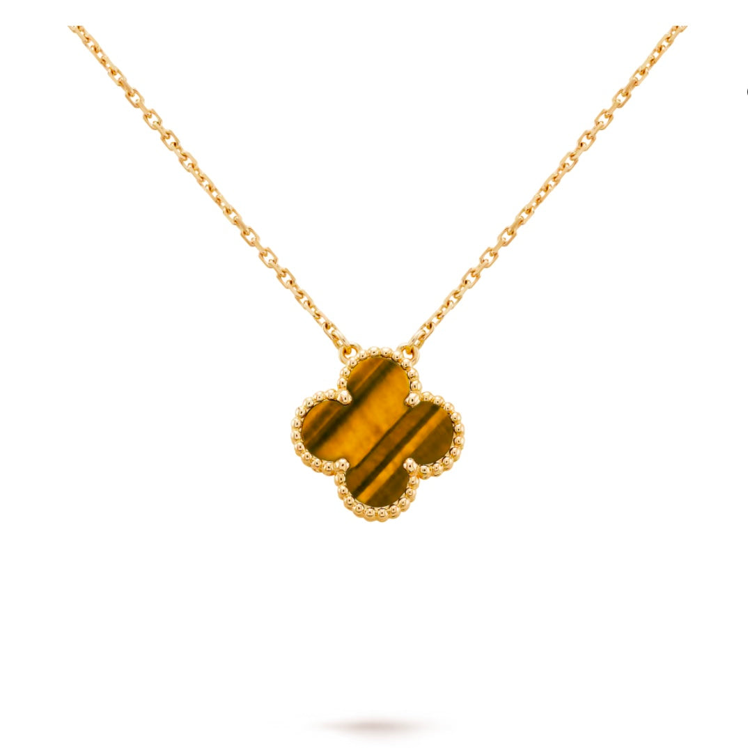 Vintage Clover Necklace - TIGER EYE