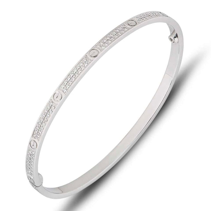 Small Screw Bangle - FULLY PAVE WG