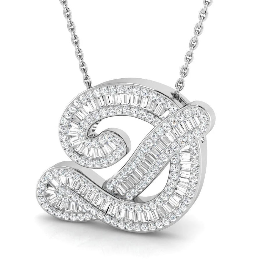 Small Baguette Pendant - WG