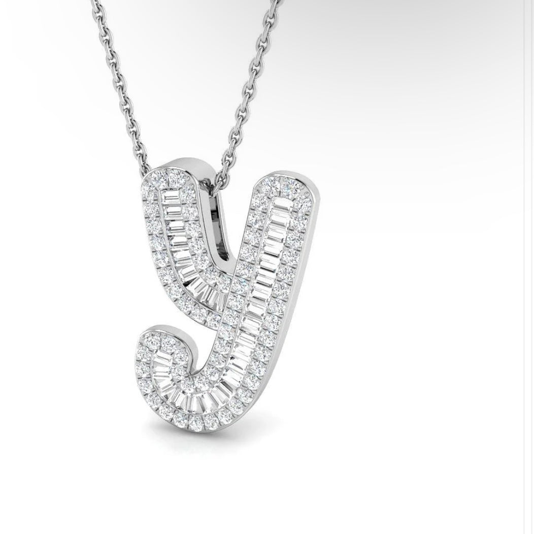 Small Baguette Pendant - WG