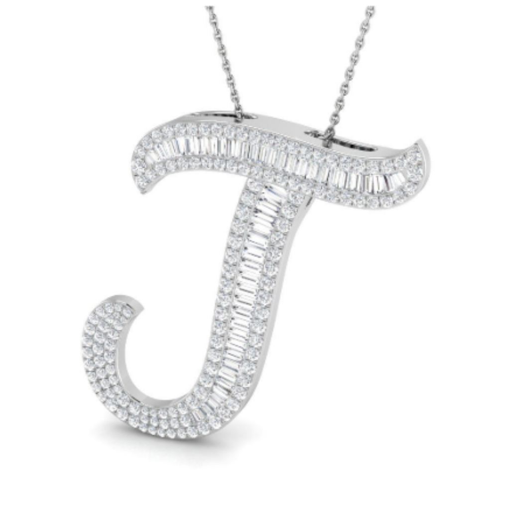 Large Baguette Pendant - WG