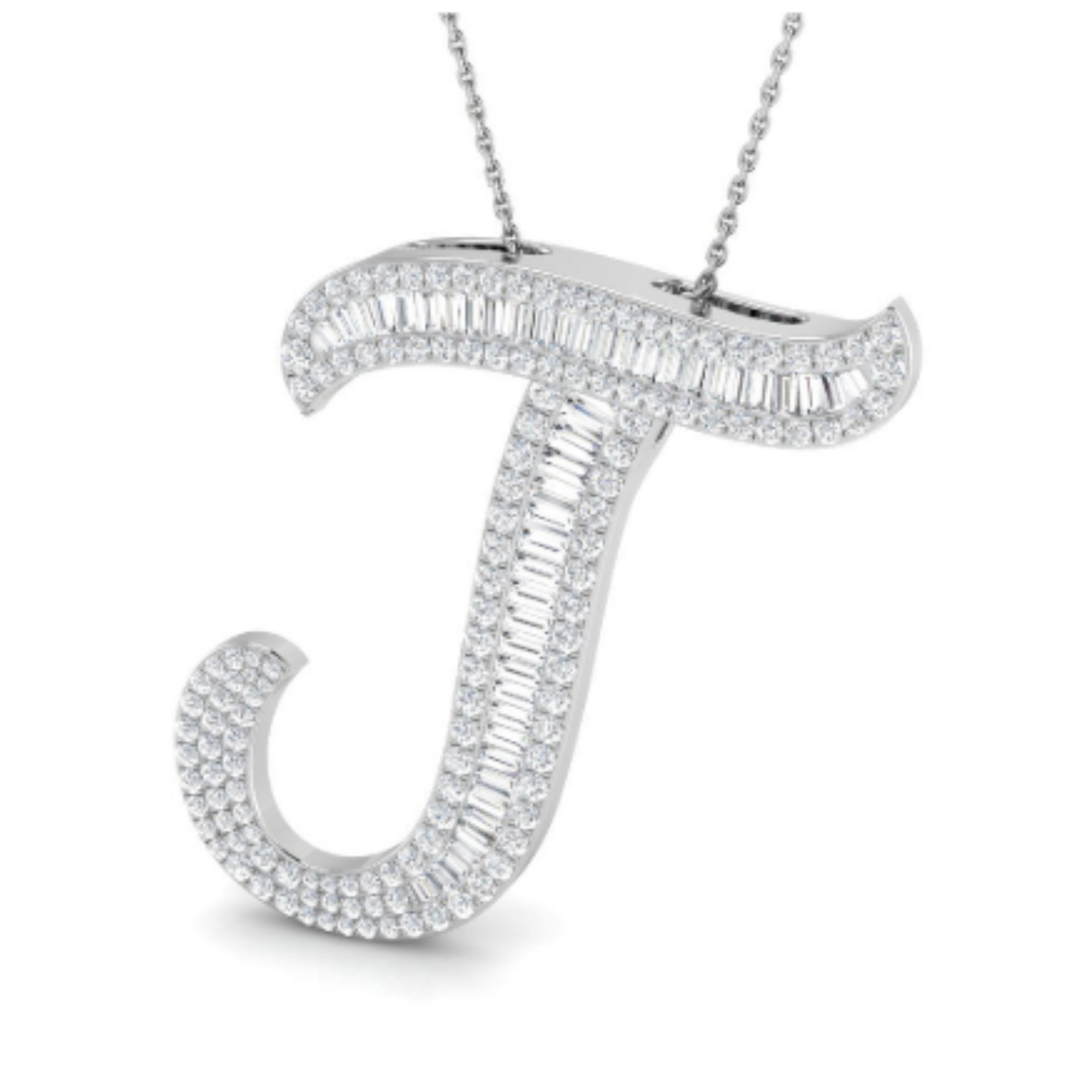 Large Baguette Pendant - WG