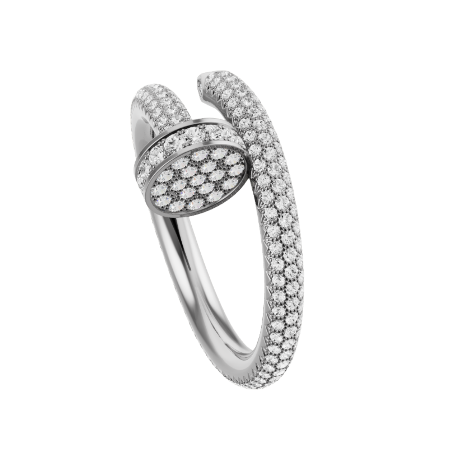 Classic Paved Diamond Nail Ring - WG