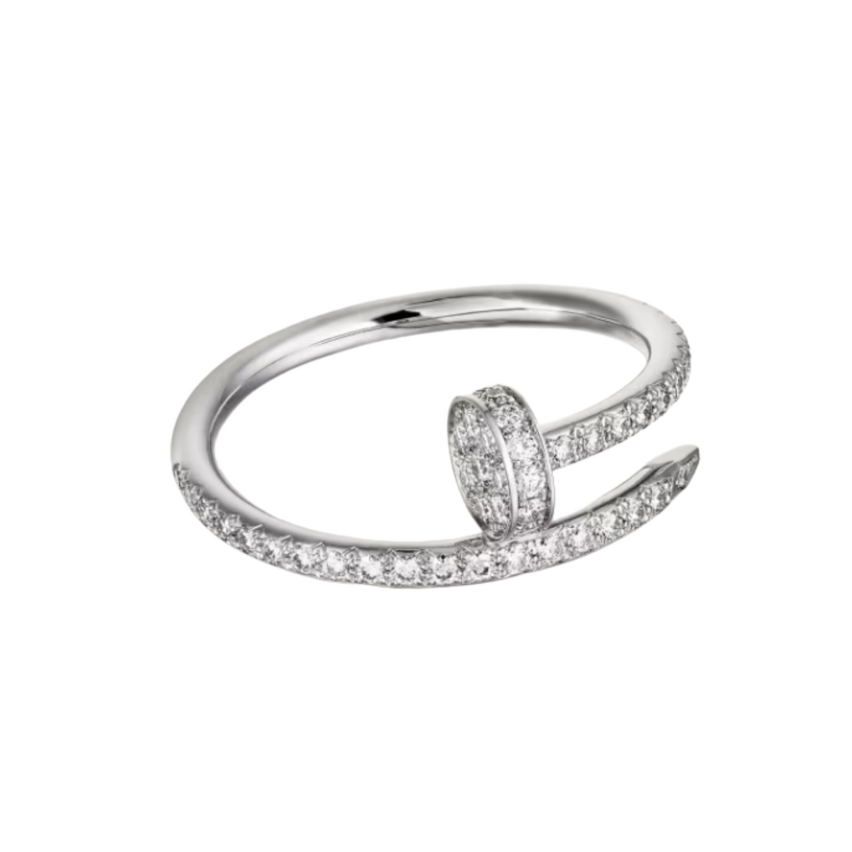 Small Paved Diamond Nail Ring - WG