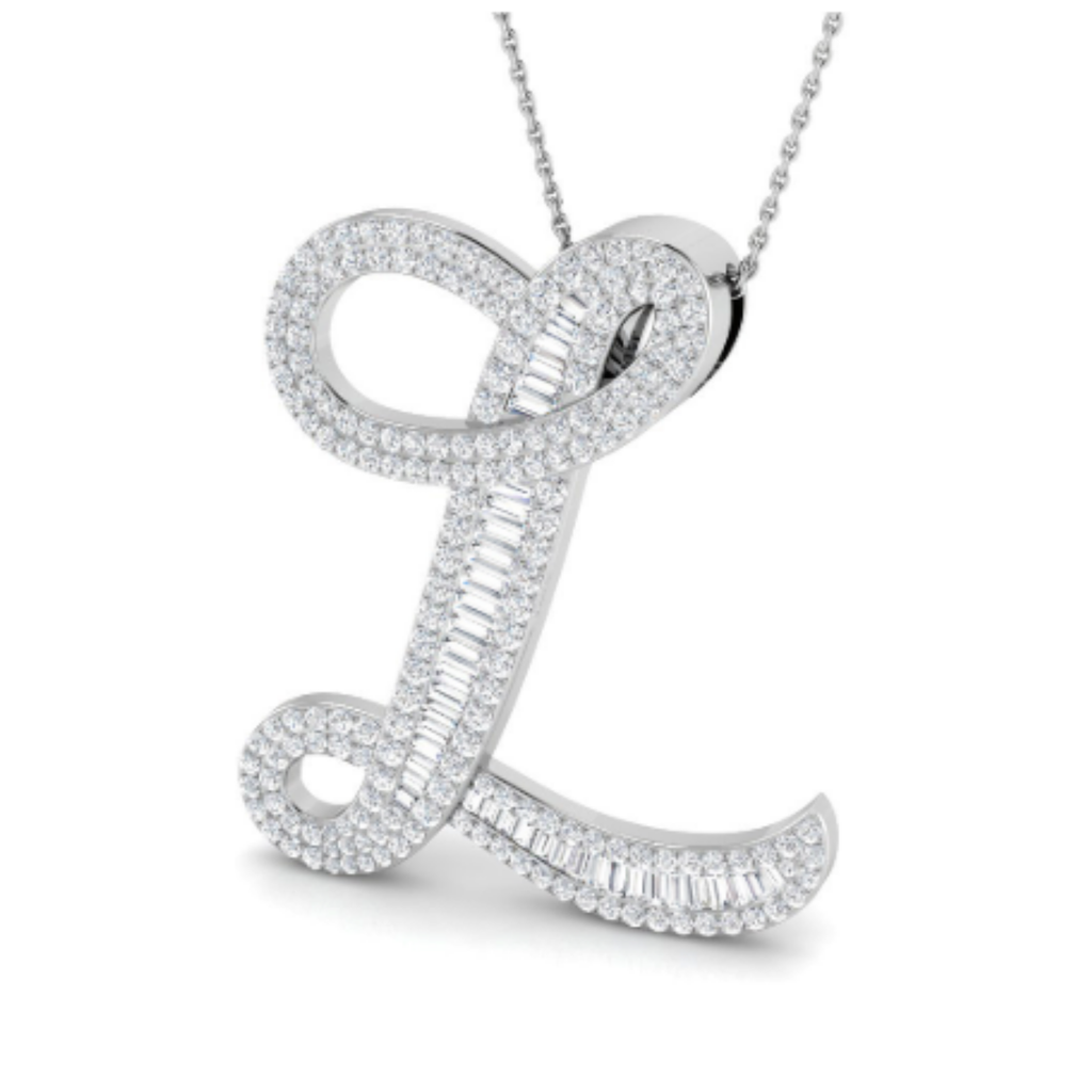 Large Baguette Pendant - WG
