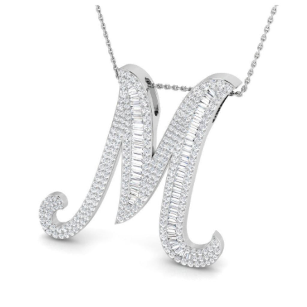 Large Baguette Pendant - WG