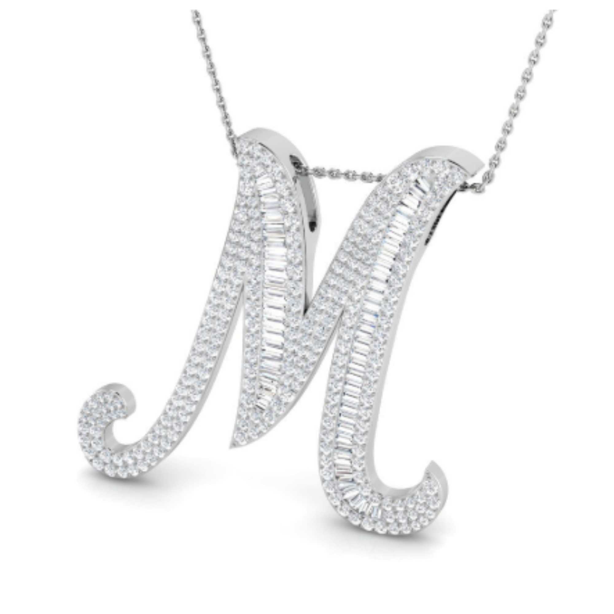 Large Baguette Pendant - WG