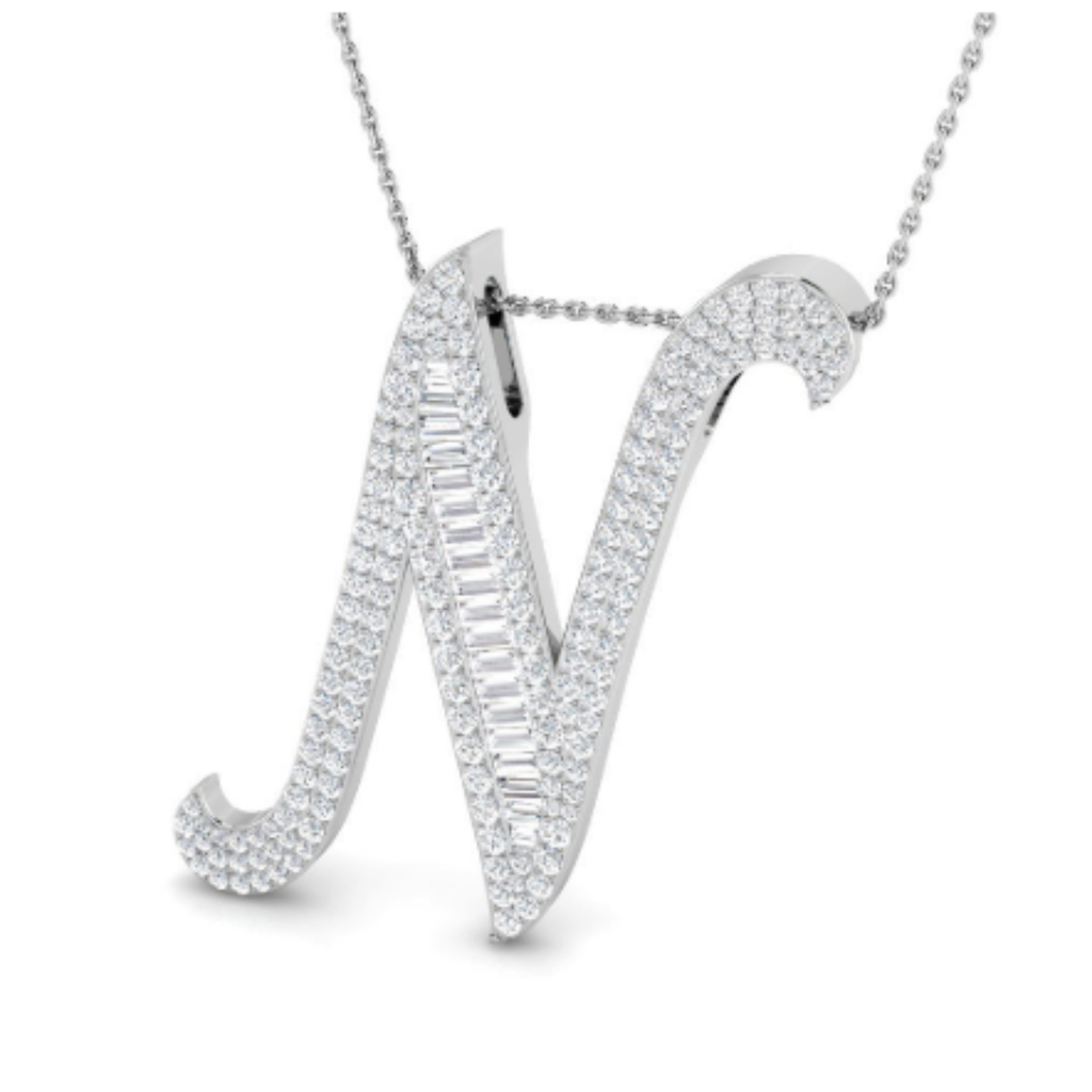 Large Baguette Pendant - WG
