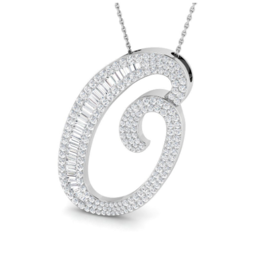 Large Baguette Pendant - WG