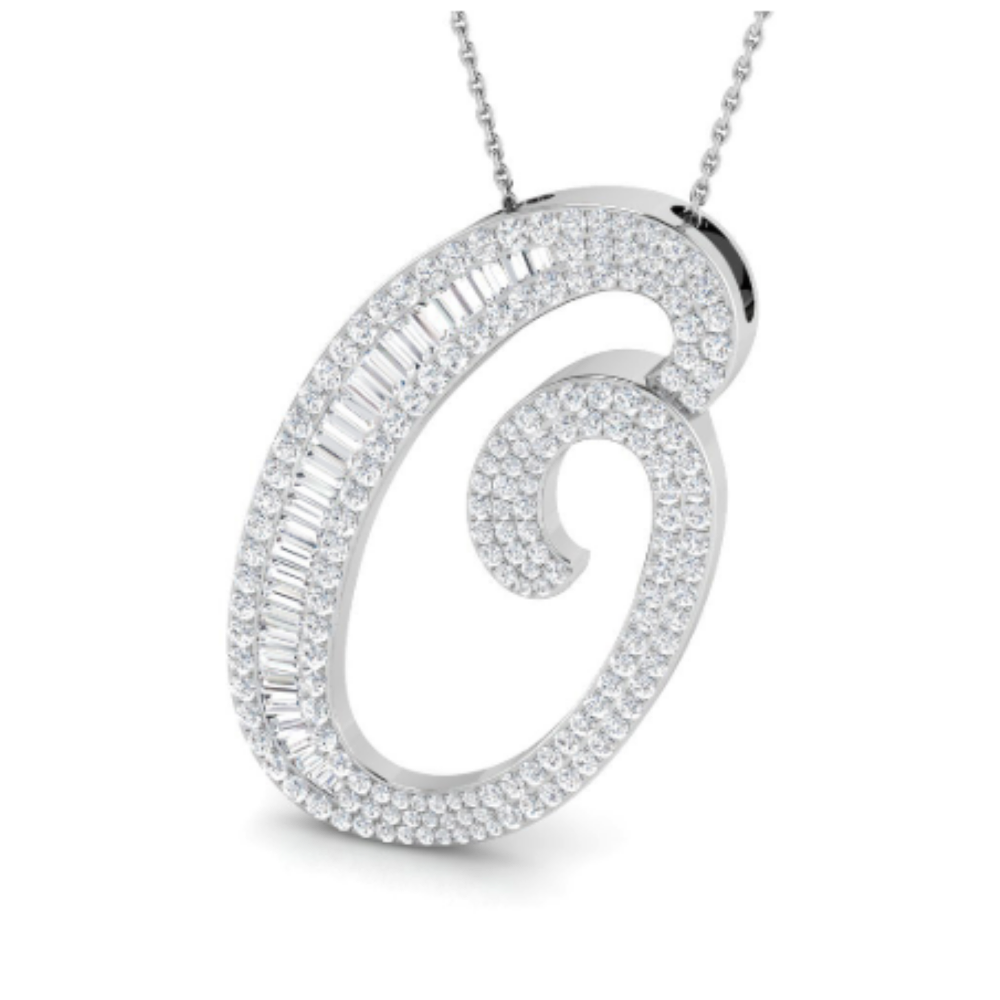 Large Baguette Pendant - WG