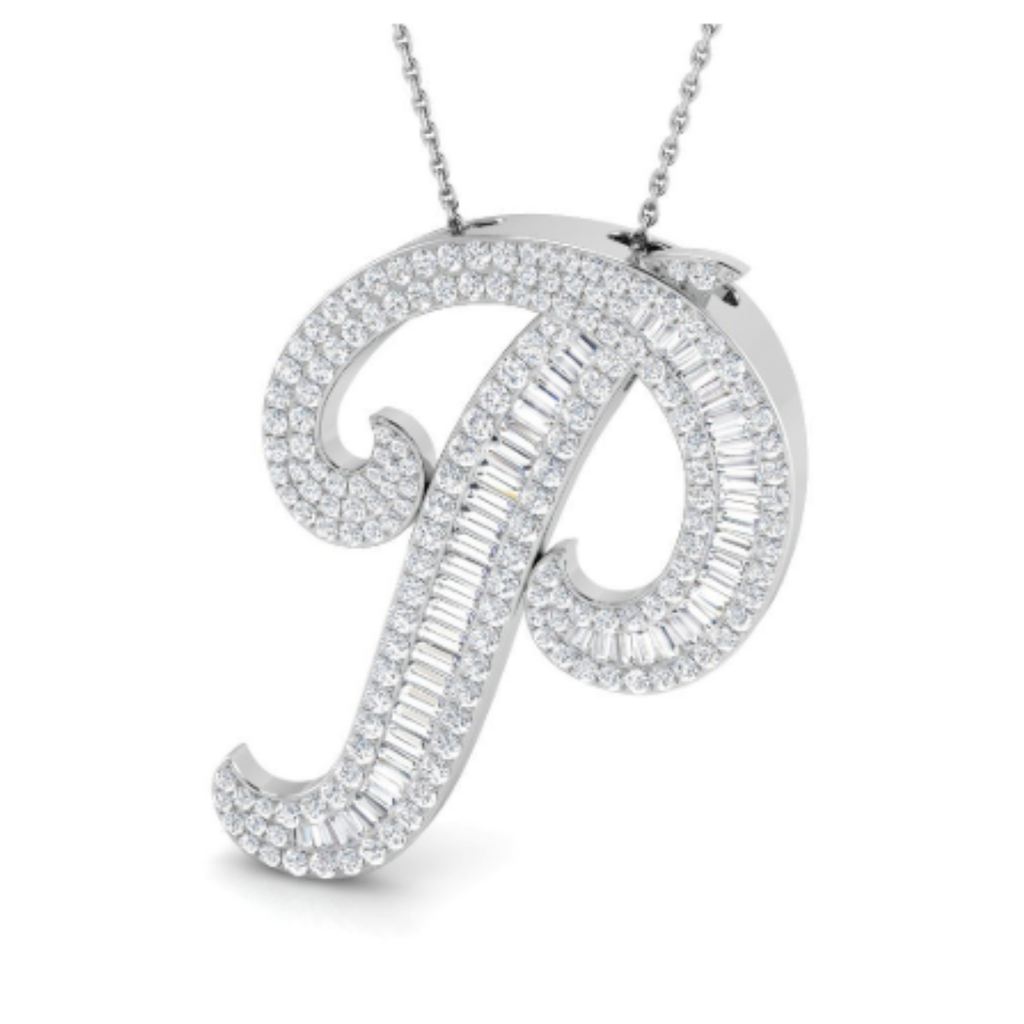 Large Baguette Pendant - WG