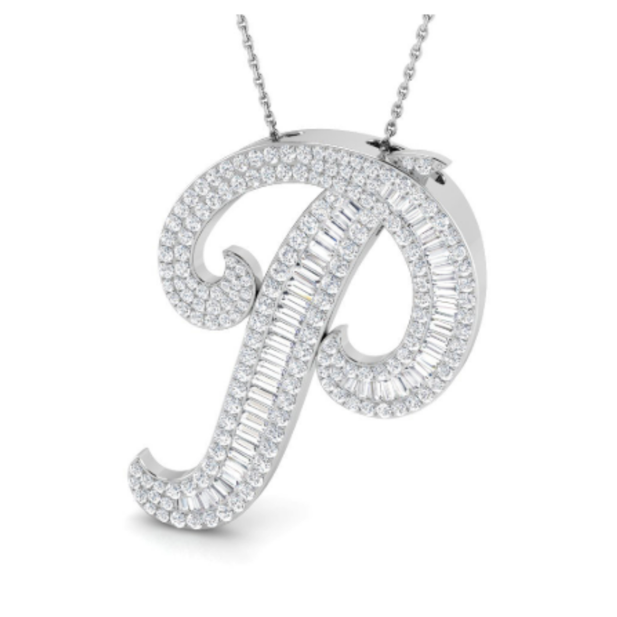 Large Baguette Pendant - WG