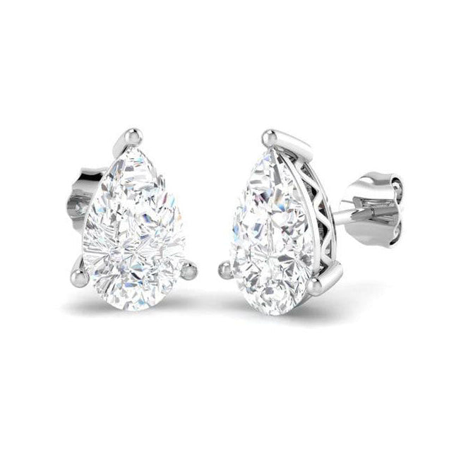 Pear Stud Earrings - WG 2ct