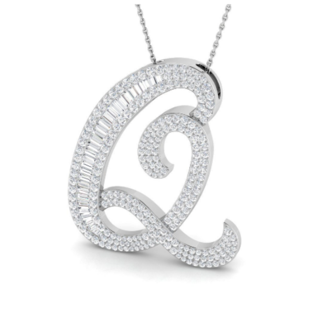 Large Baguette Pendant - WG