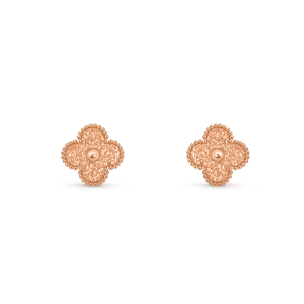 Vintage Clover Earrings - Rose Gold - Textured