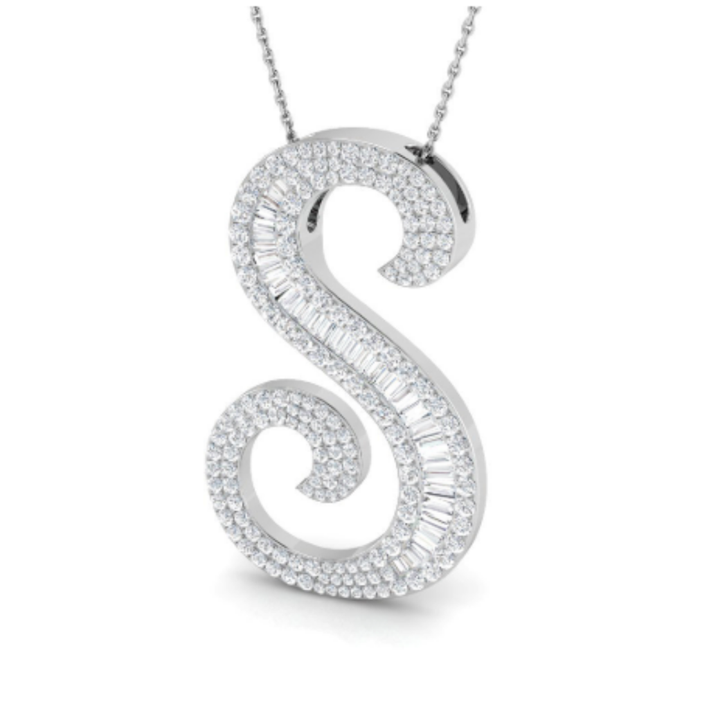 Large Baguette Pendant - WG