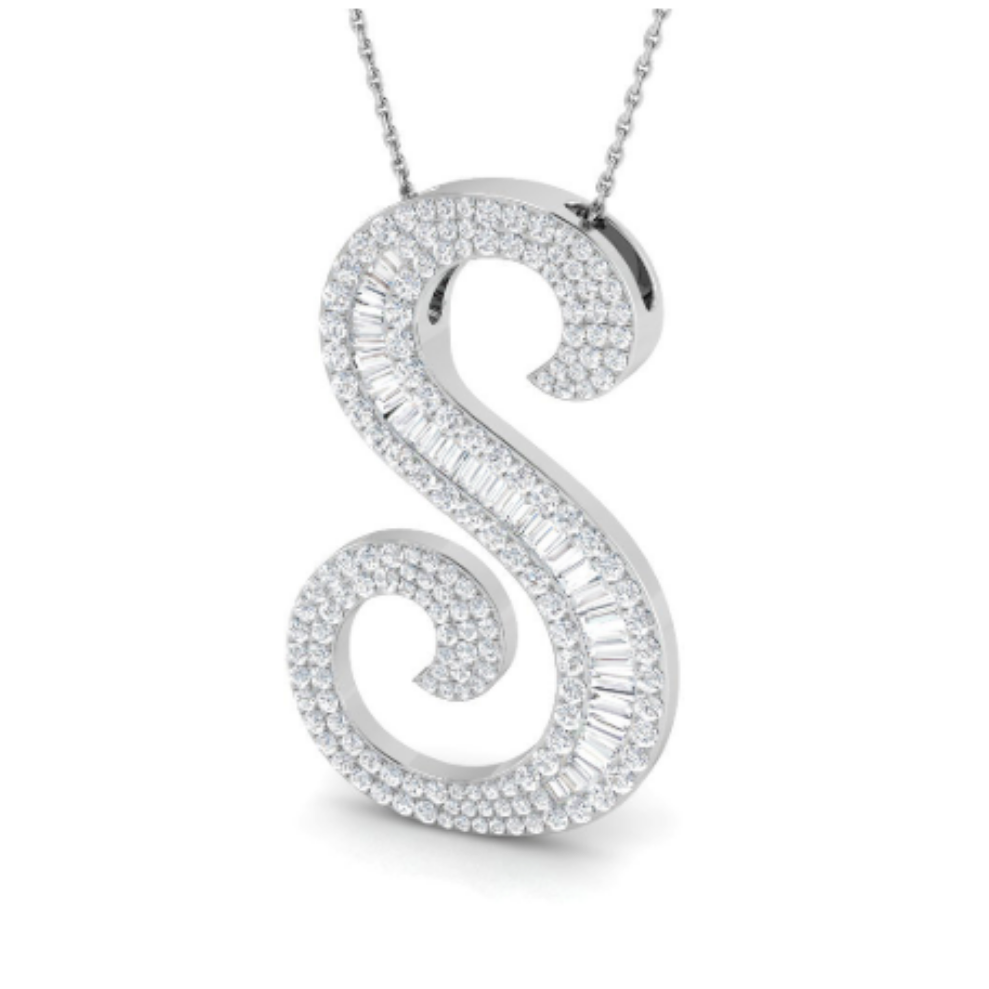Large Baguette Pendant - WG