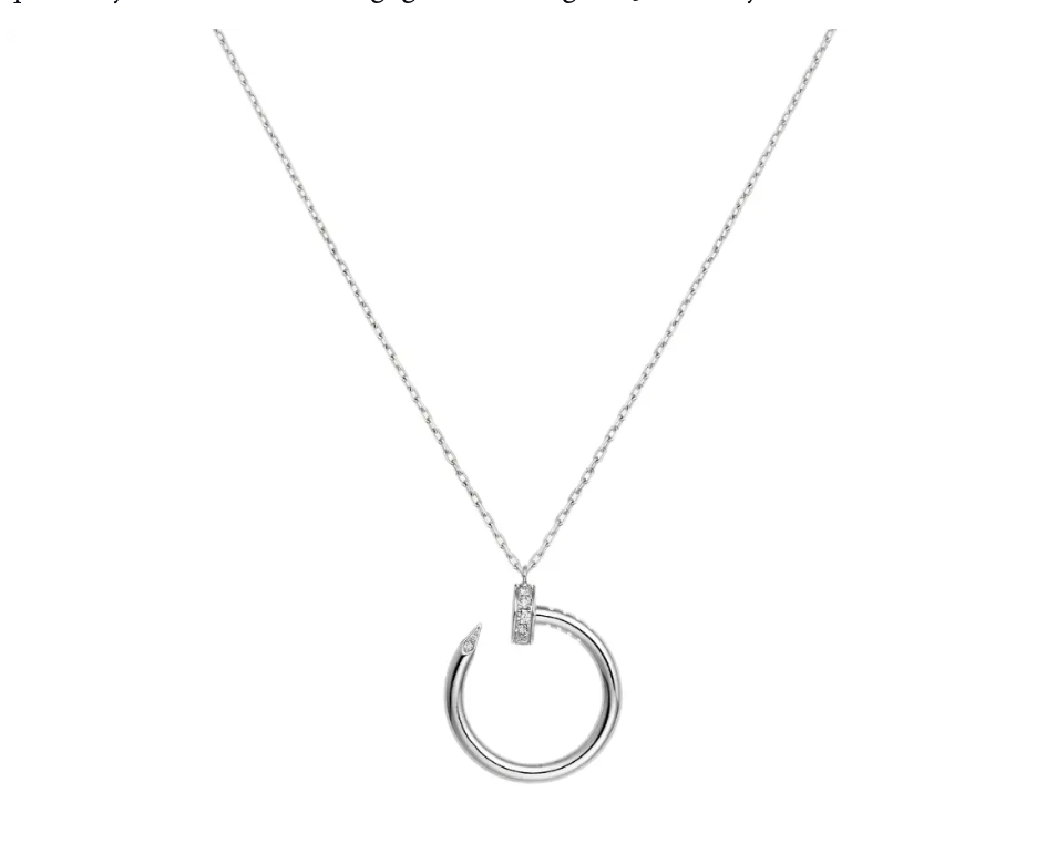 Diamond Tip Nail Necklace - WG
