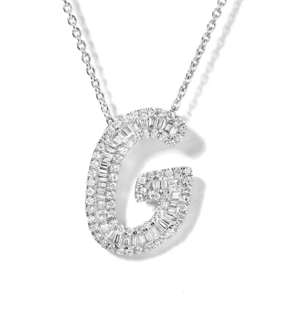 Small Baguette Pendant - WG
