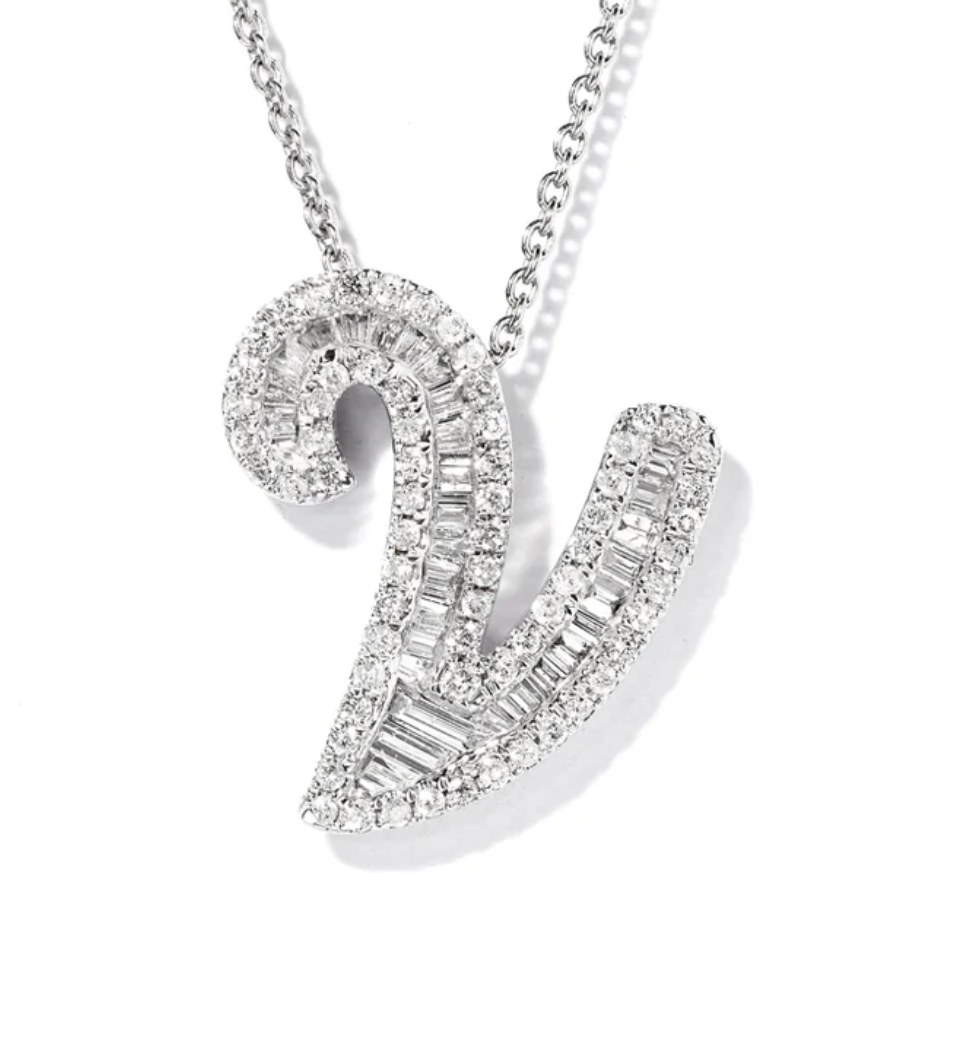 Small Baguette Pendant - WG