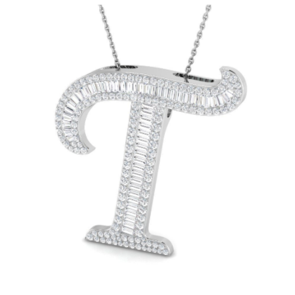Large Baguette Pendant - WG