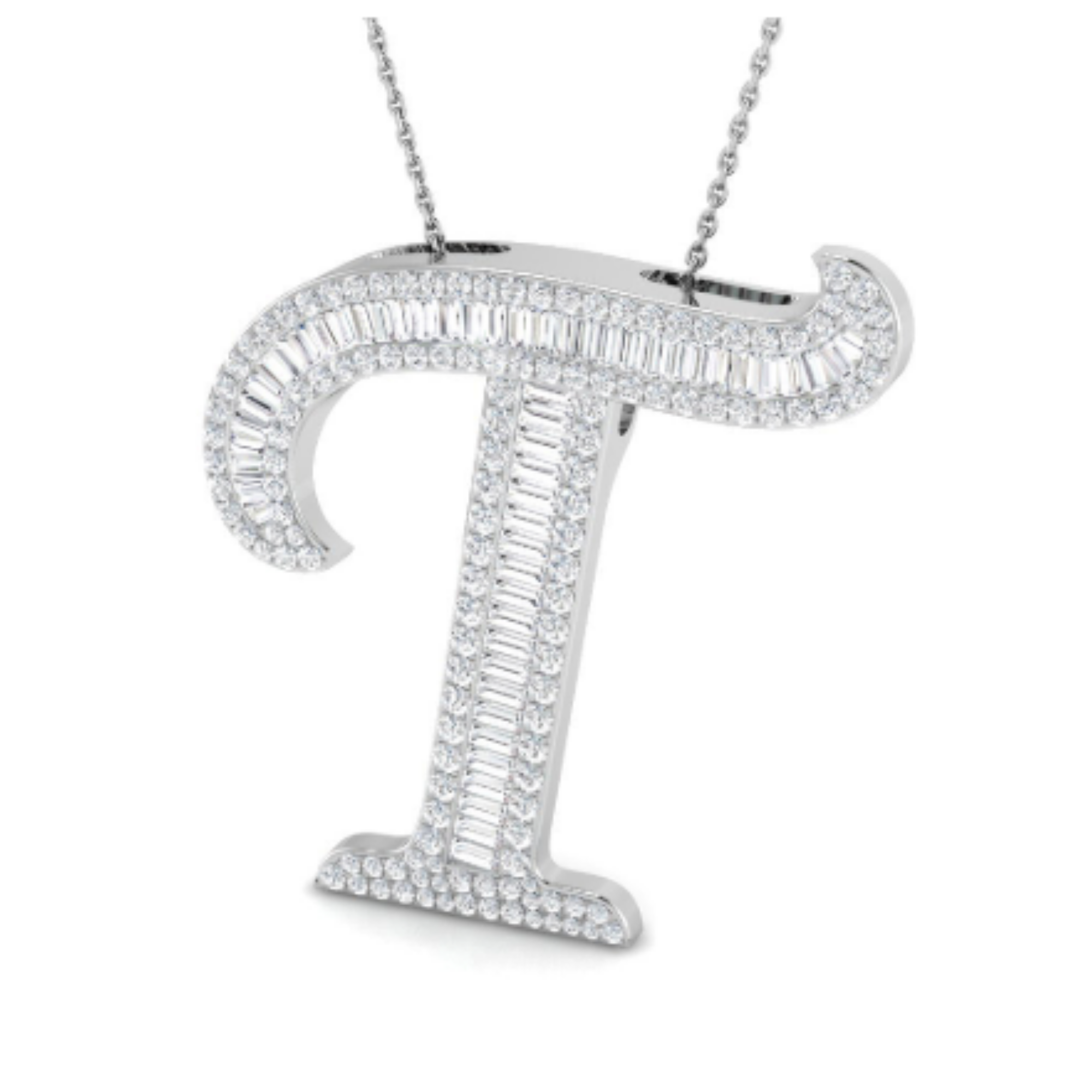 Large Baguette Pendant - WG