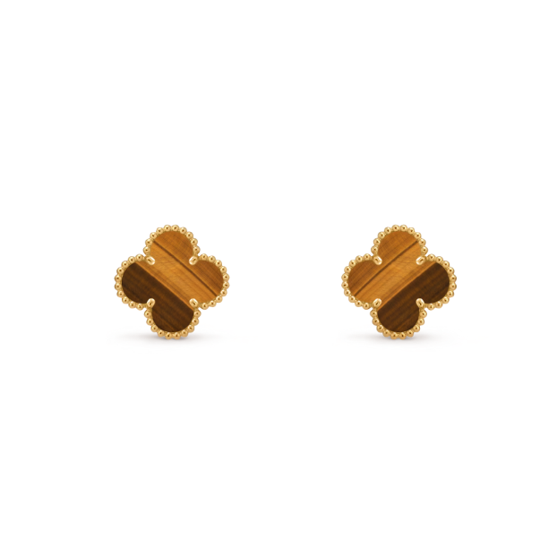 Vintage Clover Earrings - Tiger Eye