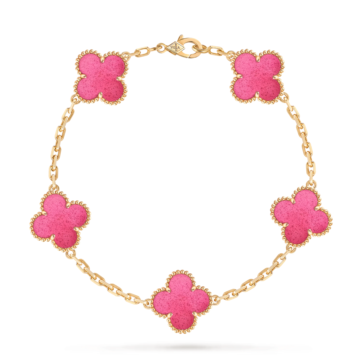 Vintage Clover Bracelet - Pink Enamel