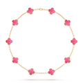 Vintage Clover Necklace - Pink Enamel 10 Motif