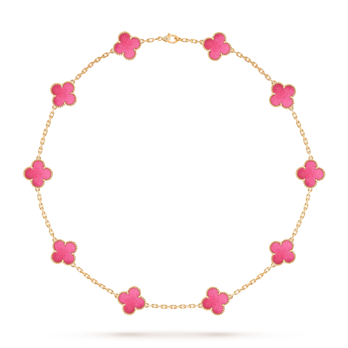 Vintage Clover Necklace - Pink Enamel 10 Motif