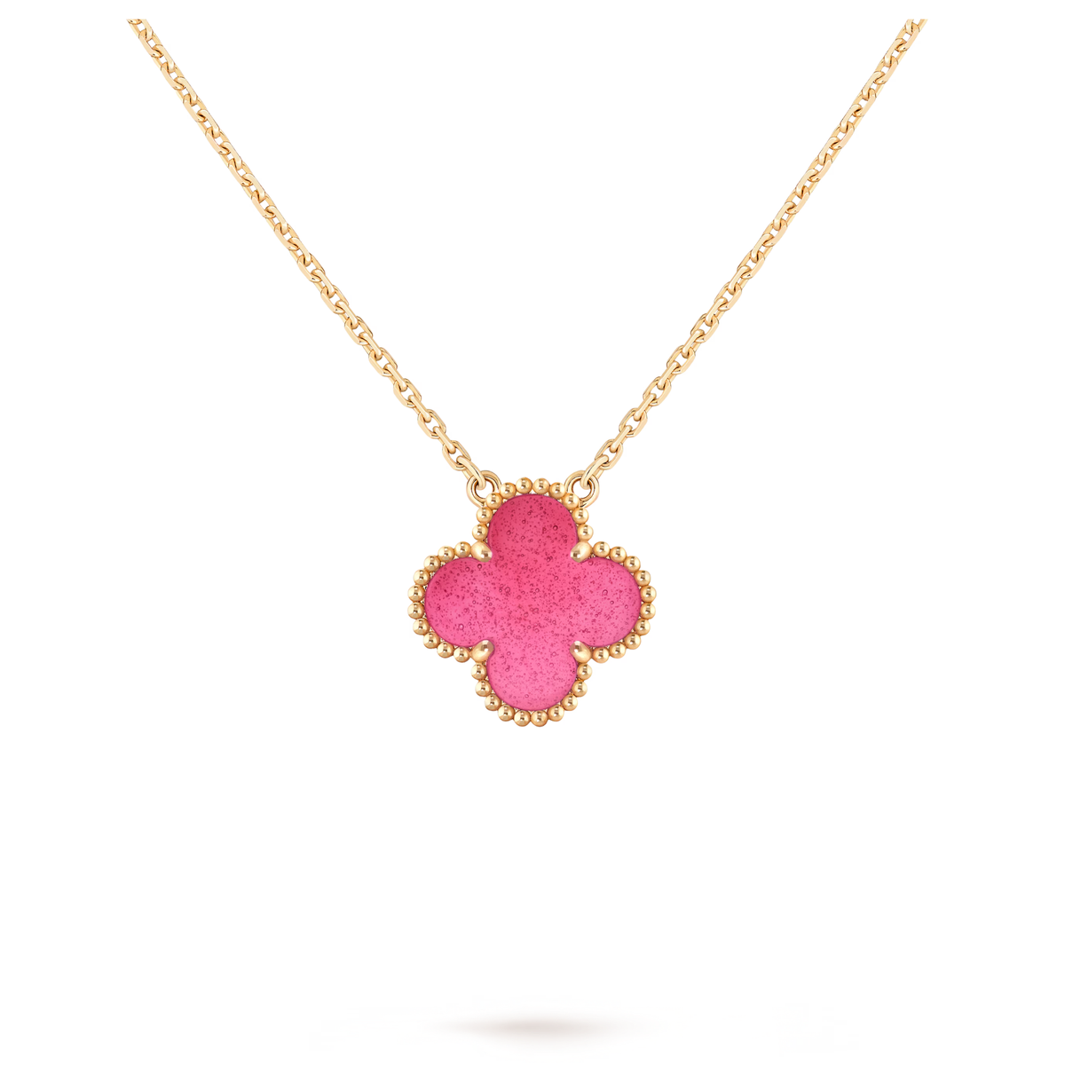 Vintage Clover Necklace - Pink Enamel