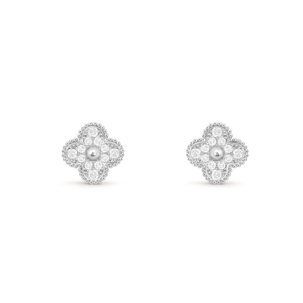 Vintage Clover Earrings - Diamond WG